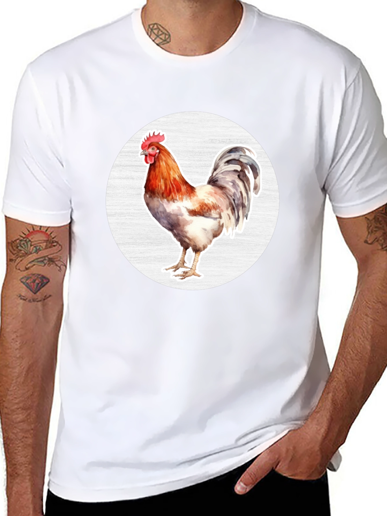 Rooster Graphic T-Shirt - Black Cotton Tee