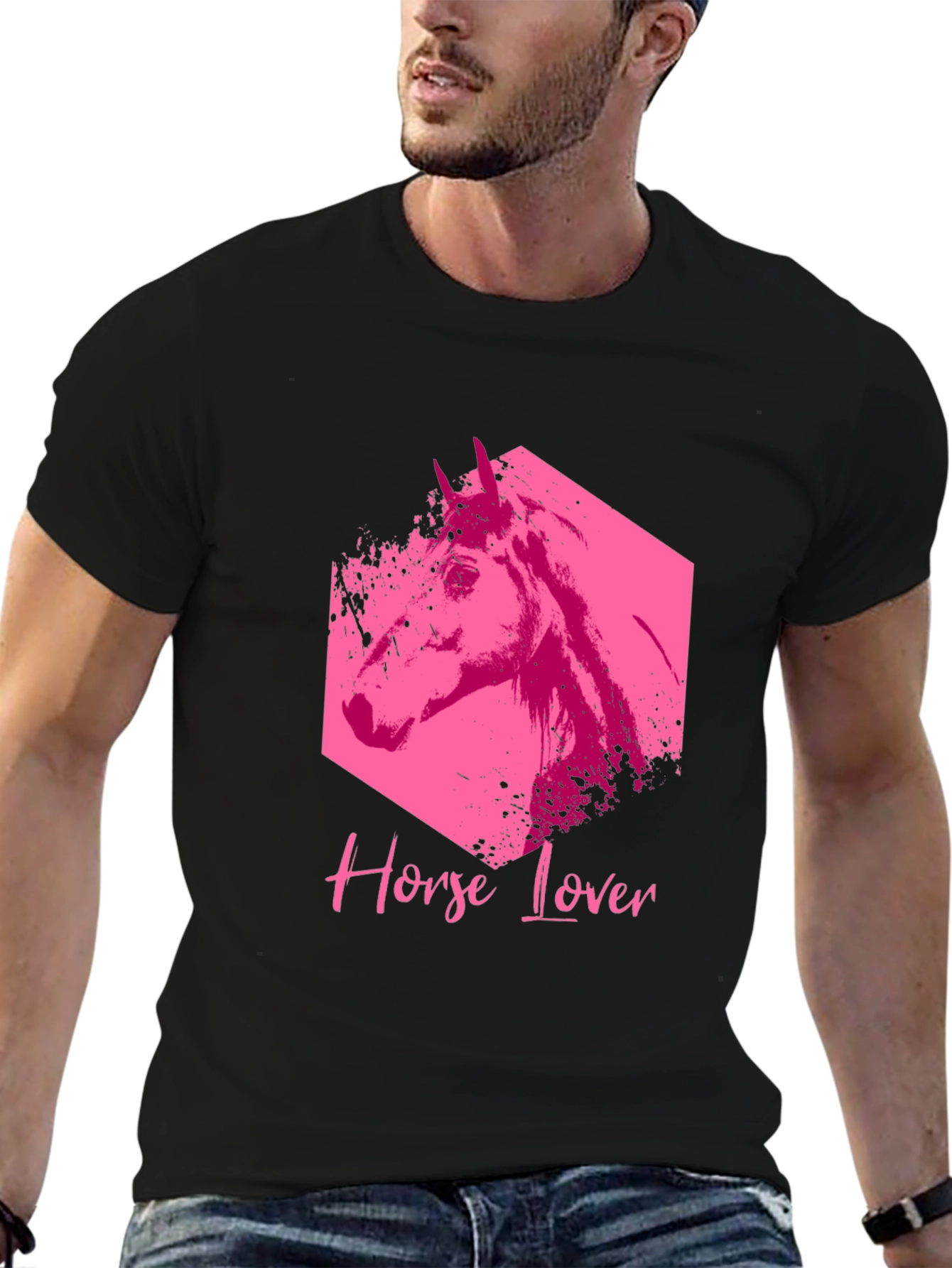 Horse Lover Graphic Tee - Black Cotton Blend