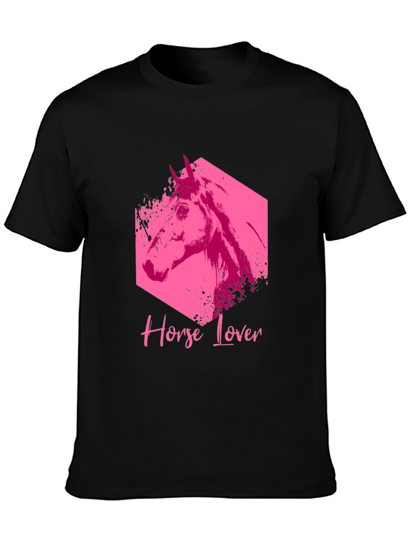 Horse Lover Graphic Tee - Black Cotton Blend