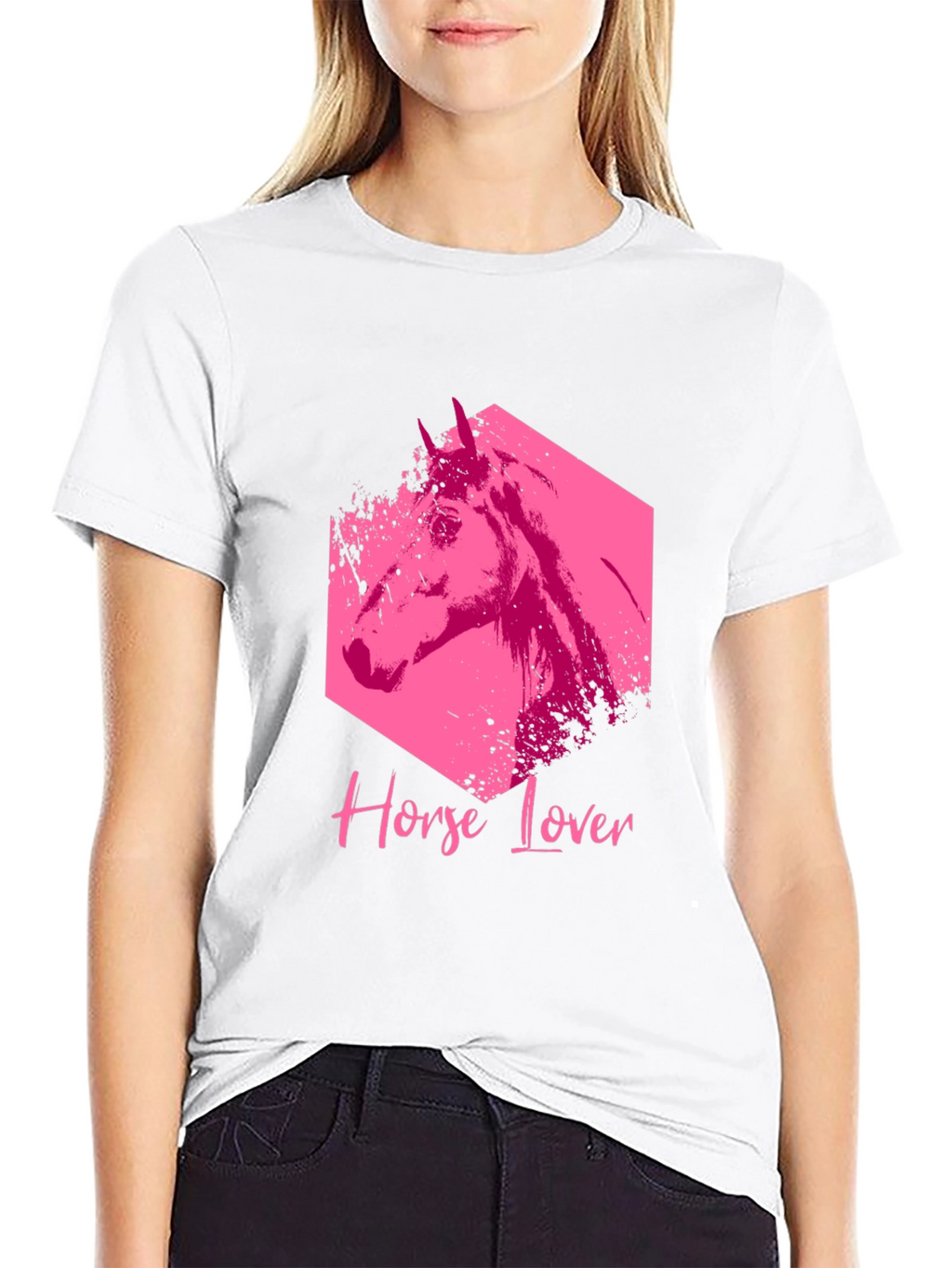 Horse Lover Graphic Tee - Black Cotton Blend