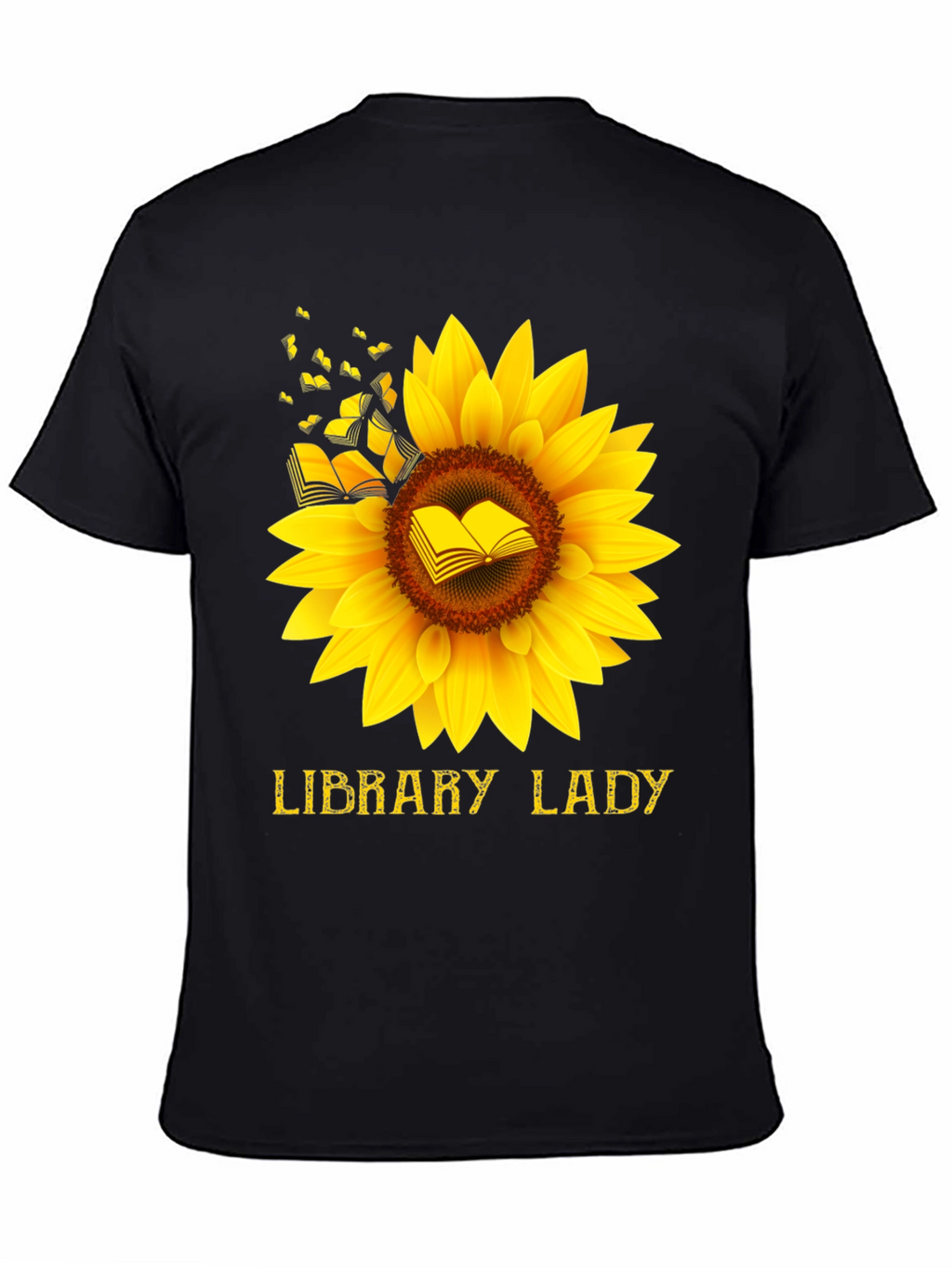 Library Lady Sunflower Book T-Shirt
