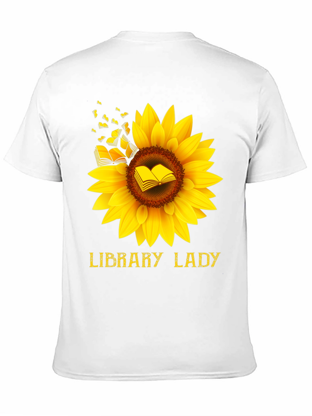 Library Lady Sunflower Book T-Shirt