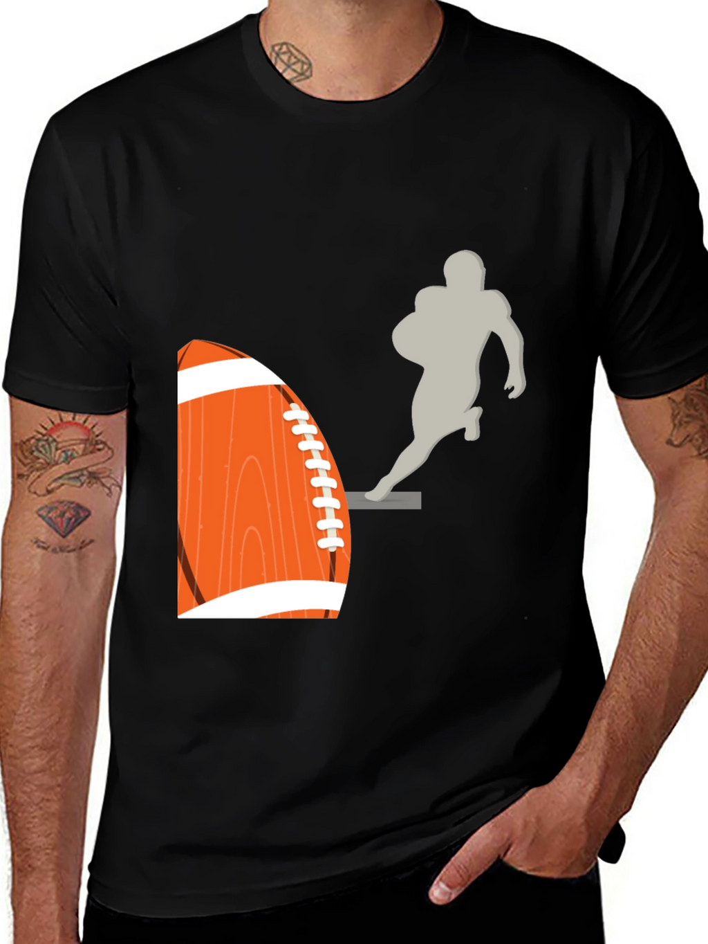 Football Graphic Tee - Black Cotton T-Shirt