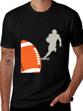 Football Graphic Tee - Black Cotton T-Shirt