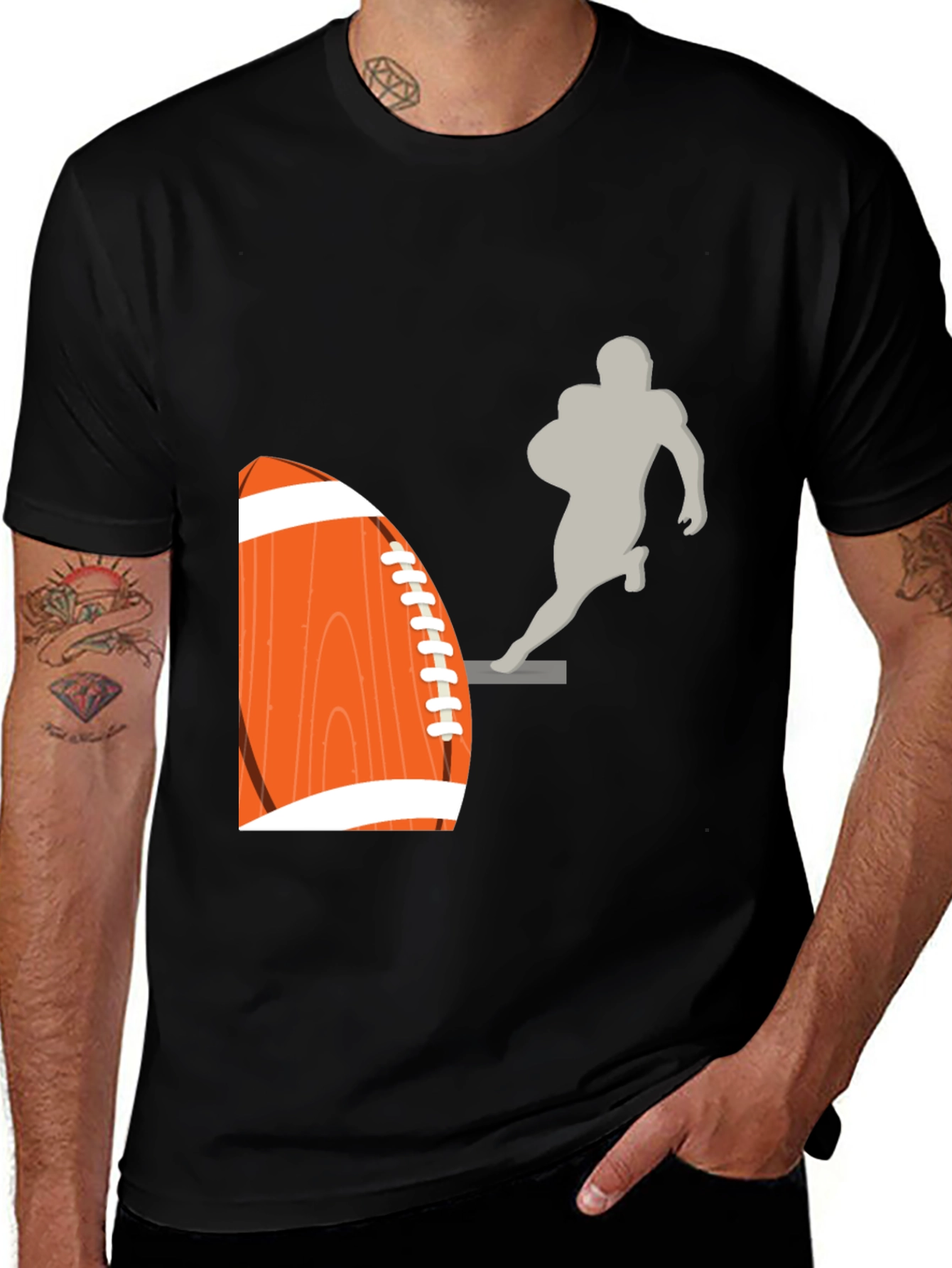 Football Graphic Tee - Black Cotton T-Shirt