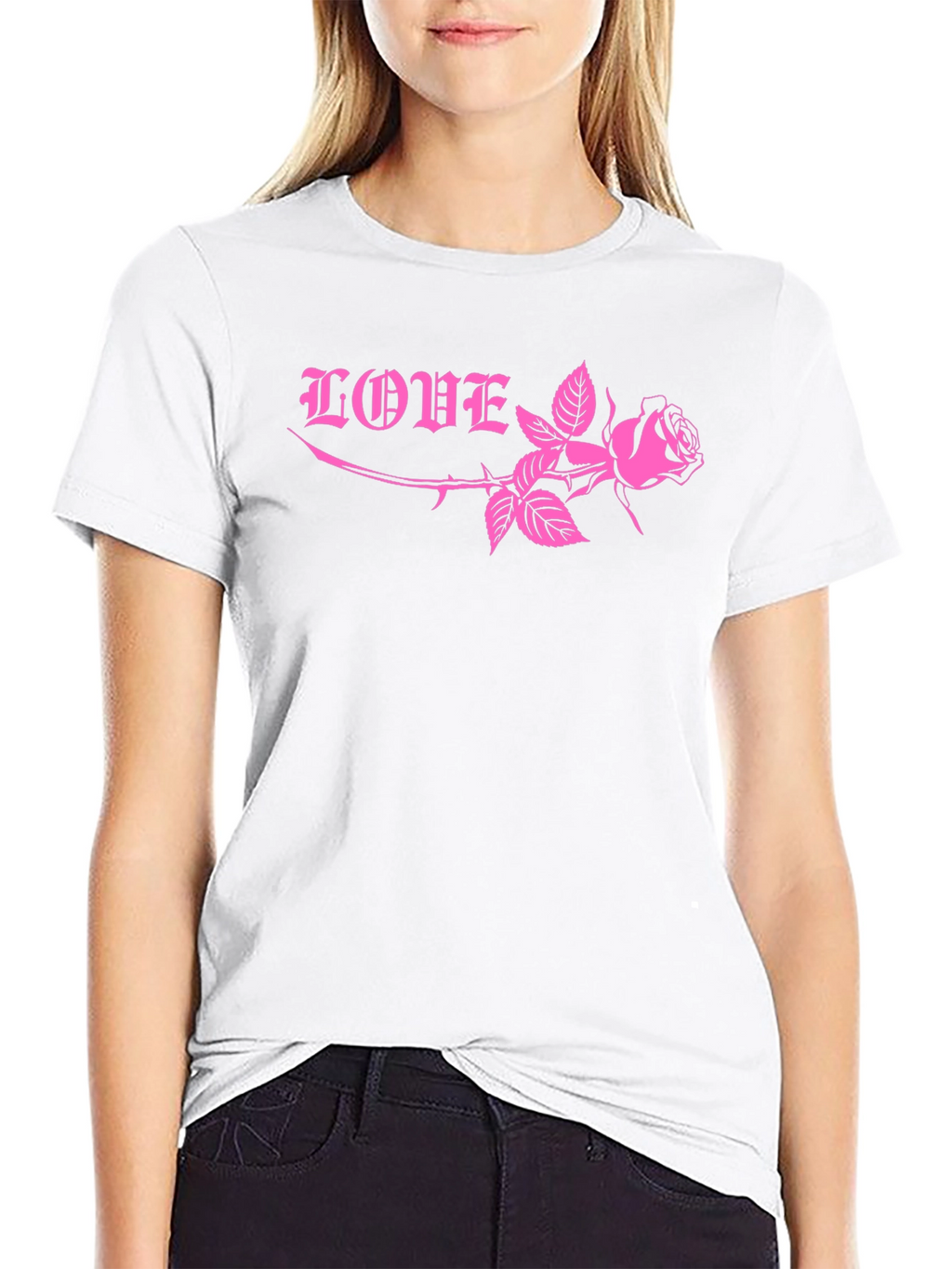 Love Rose Graphic Tee - Black