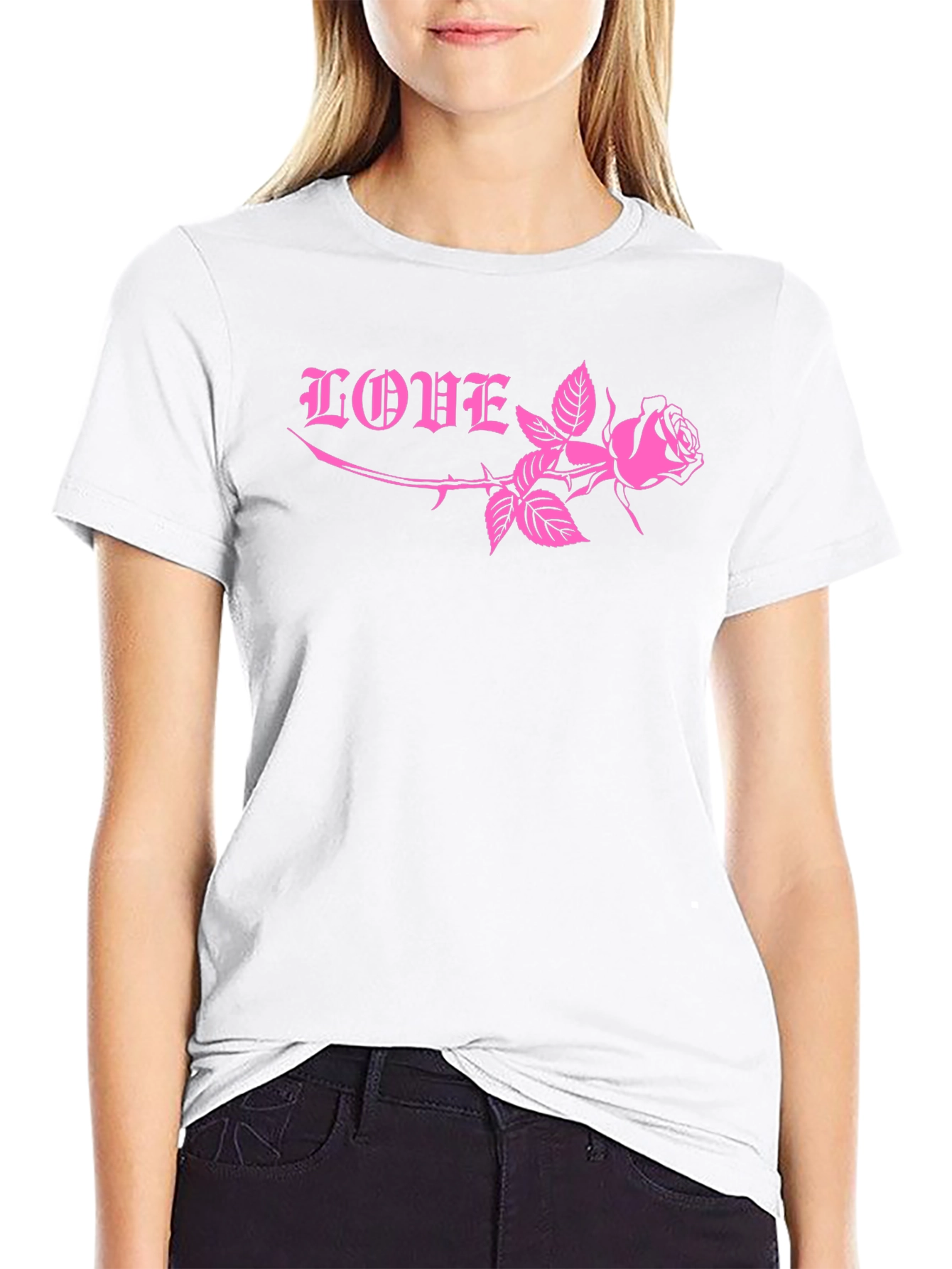 Love Rose Graphic Tee - Black