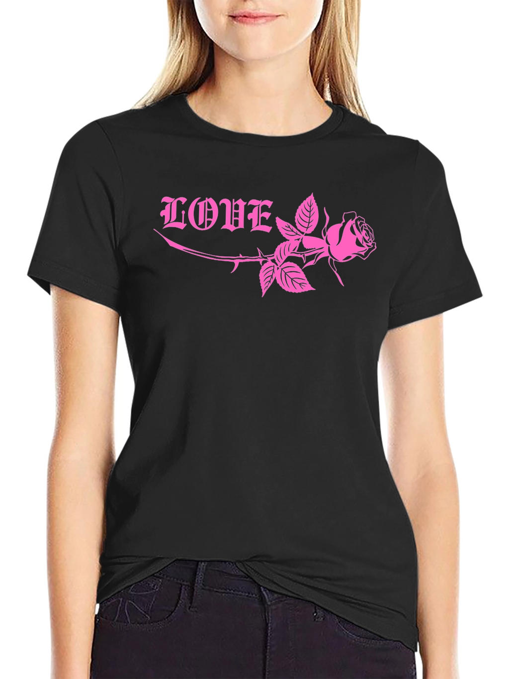Love Rose Graphic Tee - Black