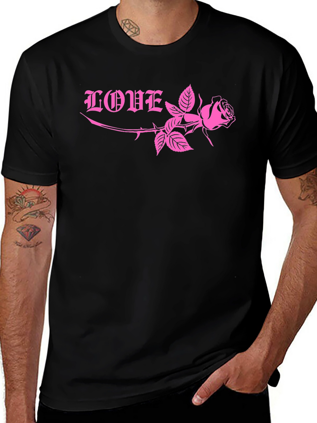 Love Rose Graphic Tee - Black