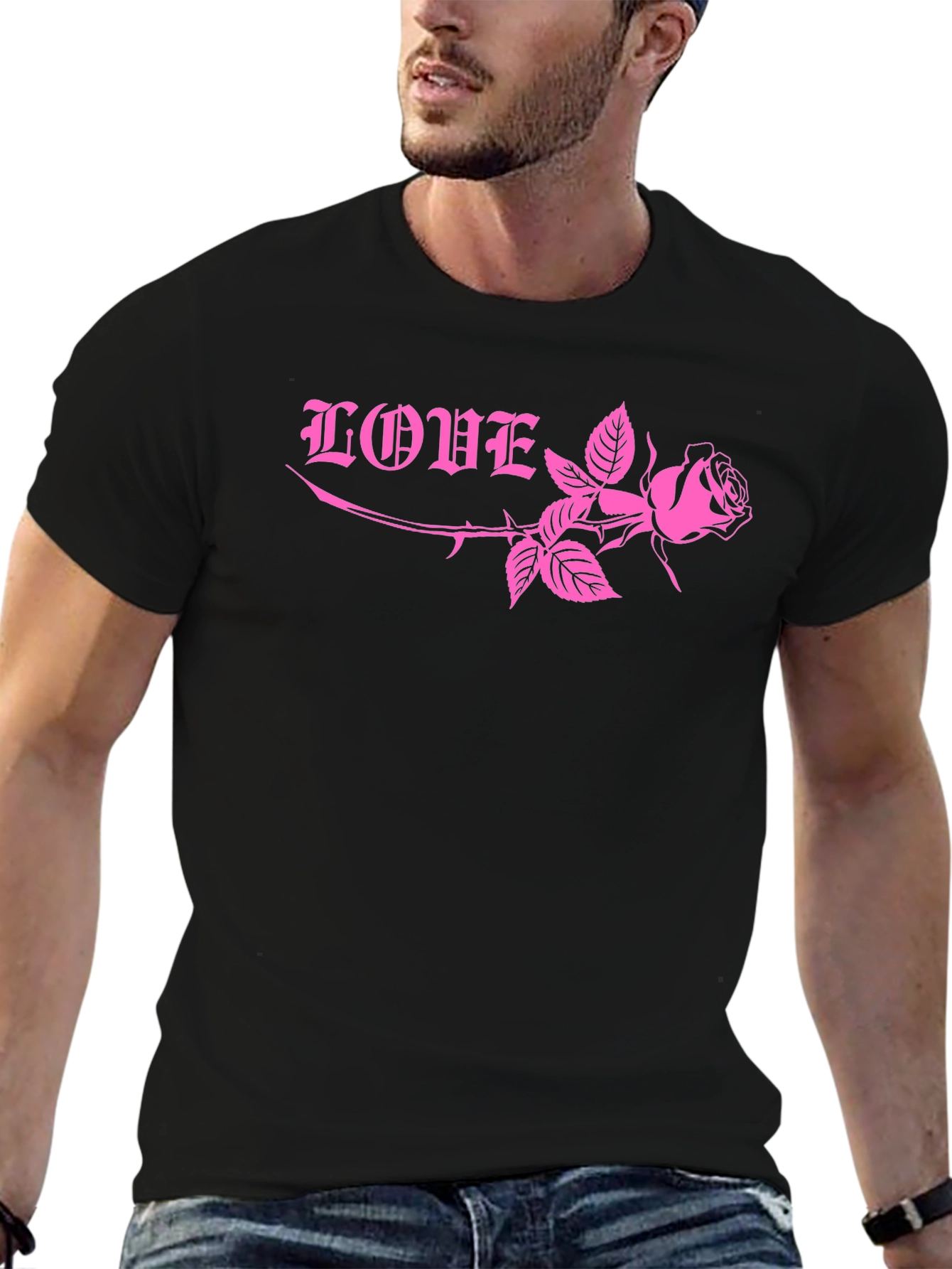 Love Rose Graphic Tee - Black
