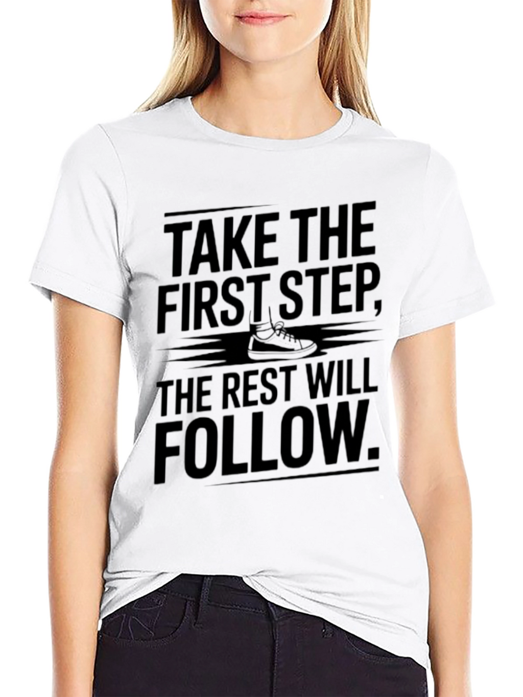 Motivational Black T-Shirt: Take the First Step