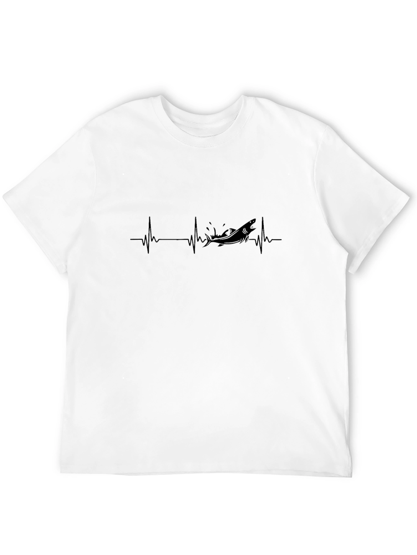 Shark Heartbeat Graphic Tee - Black Cotton T-Shirt