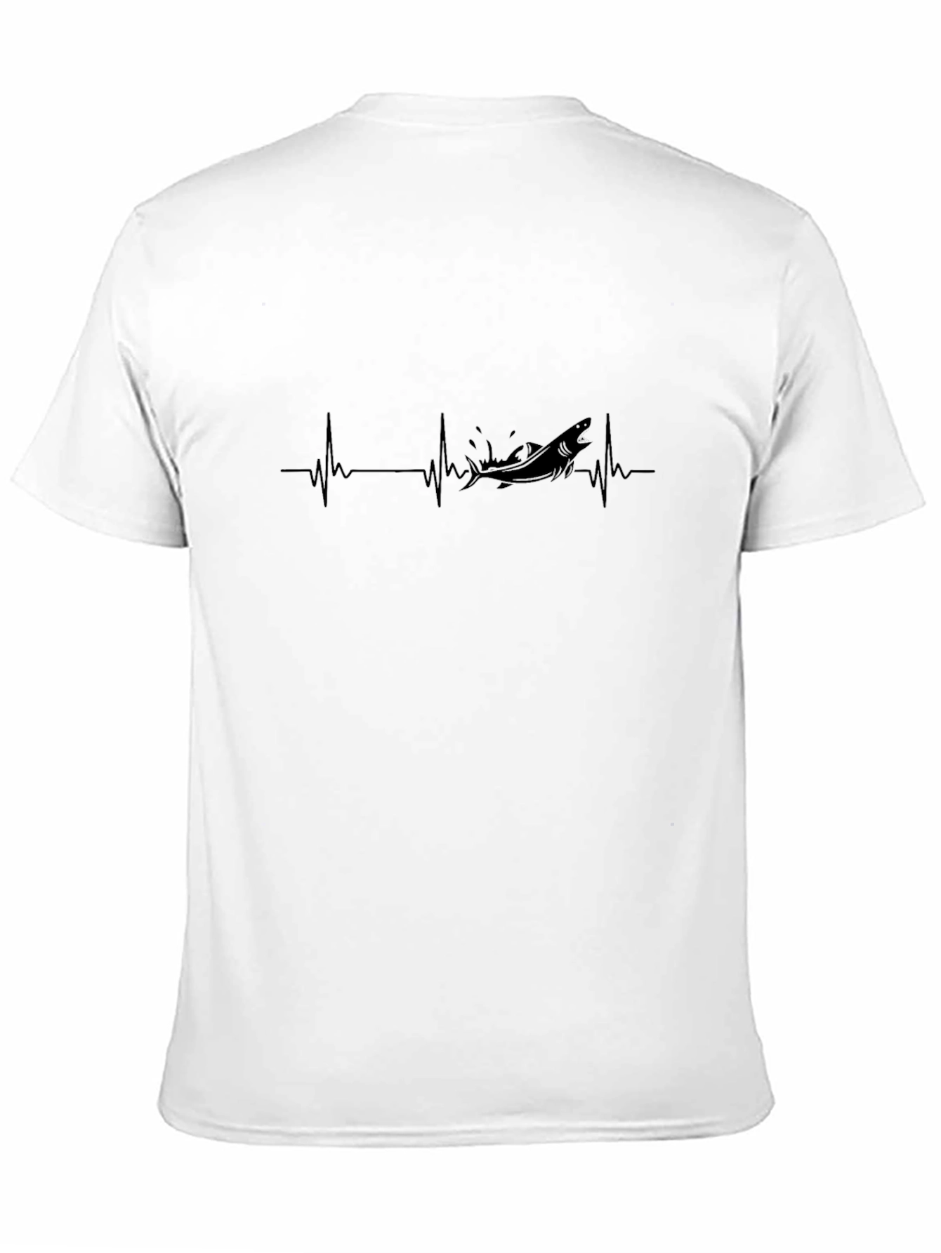 Shark Heartbeat Graphic Tee - Black Cotton T-Shirt