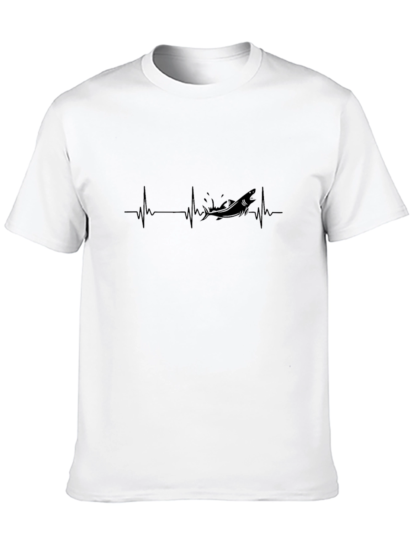 Shark Heartbeat Graphic Tee - Black Cotton T-Shirt