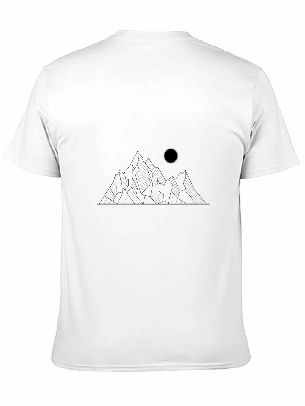 Minimalist Mountain and Moon Graphic Black T-Shirt