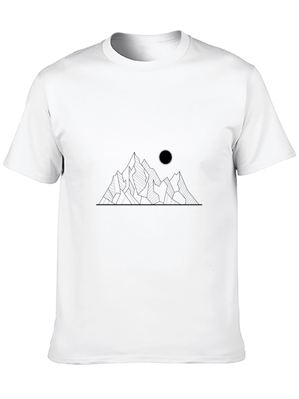 Minimalist Mountain and Moon Graphic Black T-Shirt