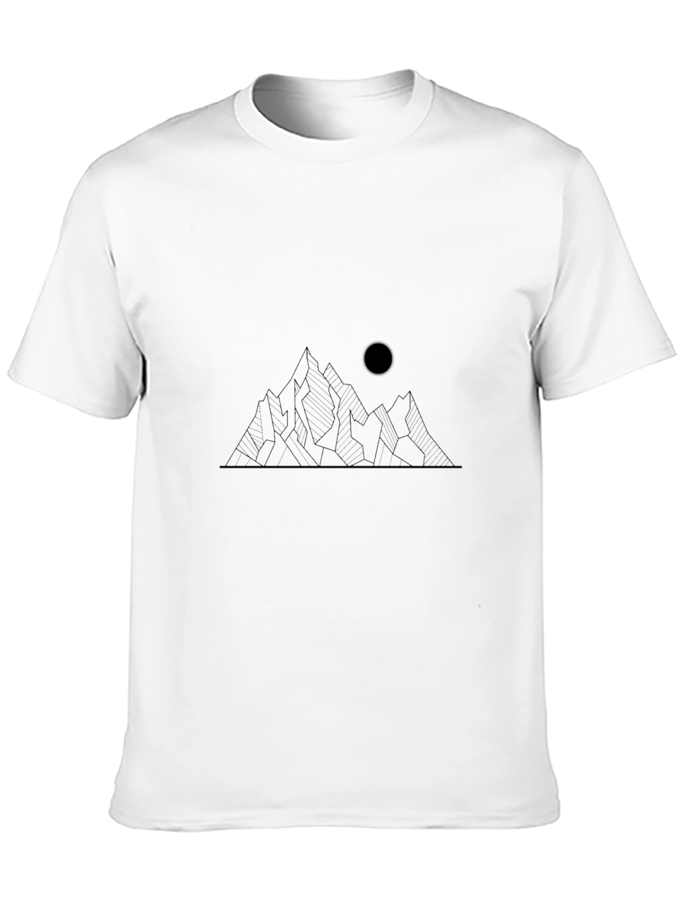 Minimalist Mountain and Moon Graphic Black T-Shirt