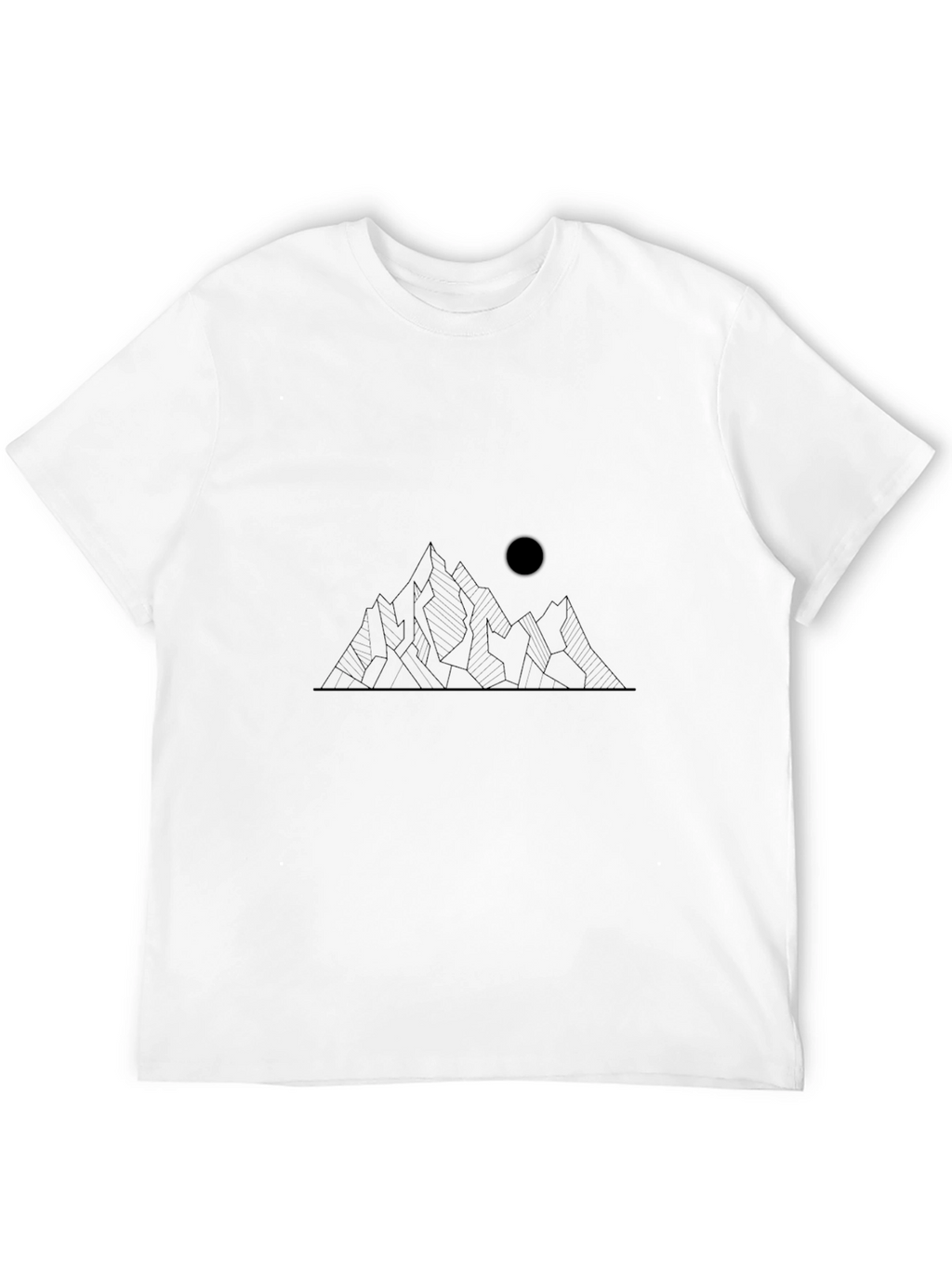 Minimalist Mountain and Moon Graphic Black T-Shirt