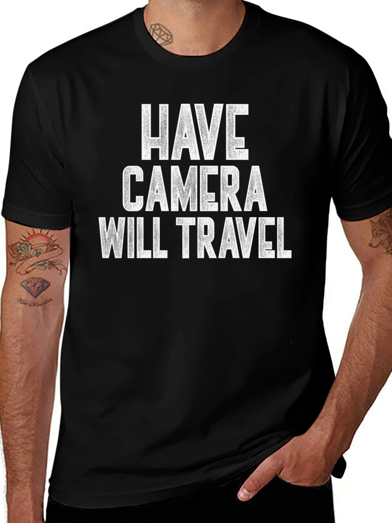 Have Camera Will Travel Black T-Shirt