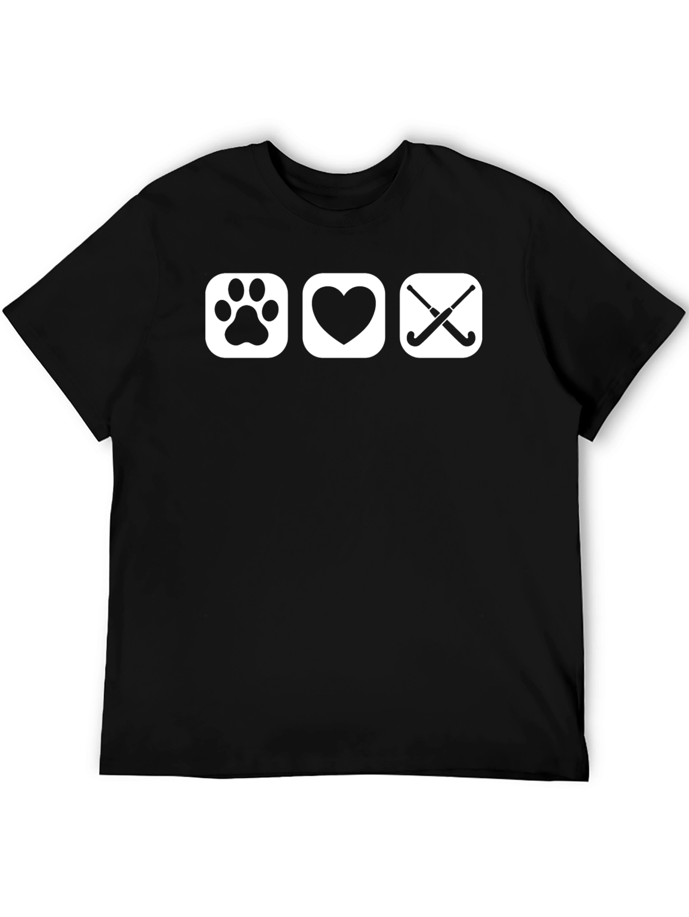 Love Pets Hockey T-Shirt Black Cotton