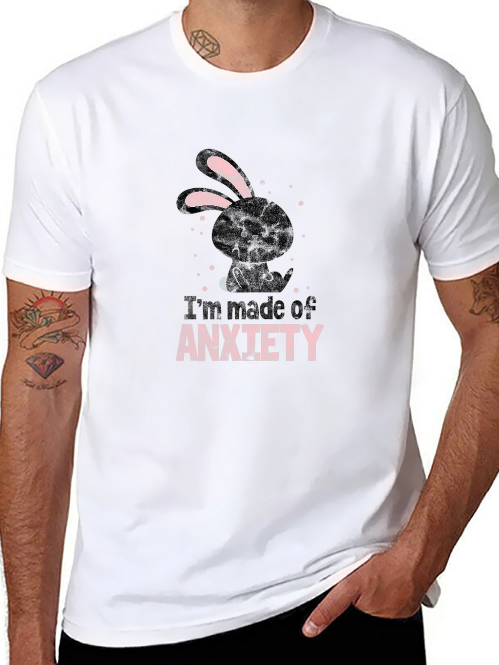 Anxiety Bunny Black Graphic Tee