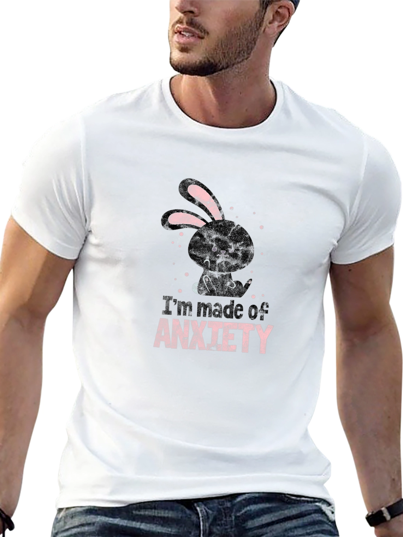 Anxiety Bunny Black Graphic Tee