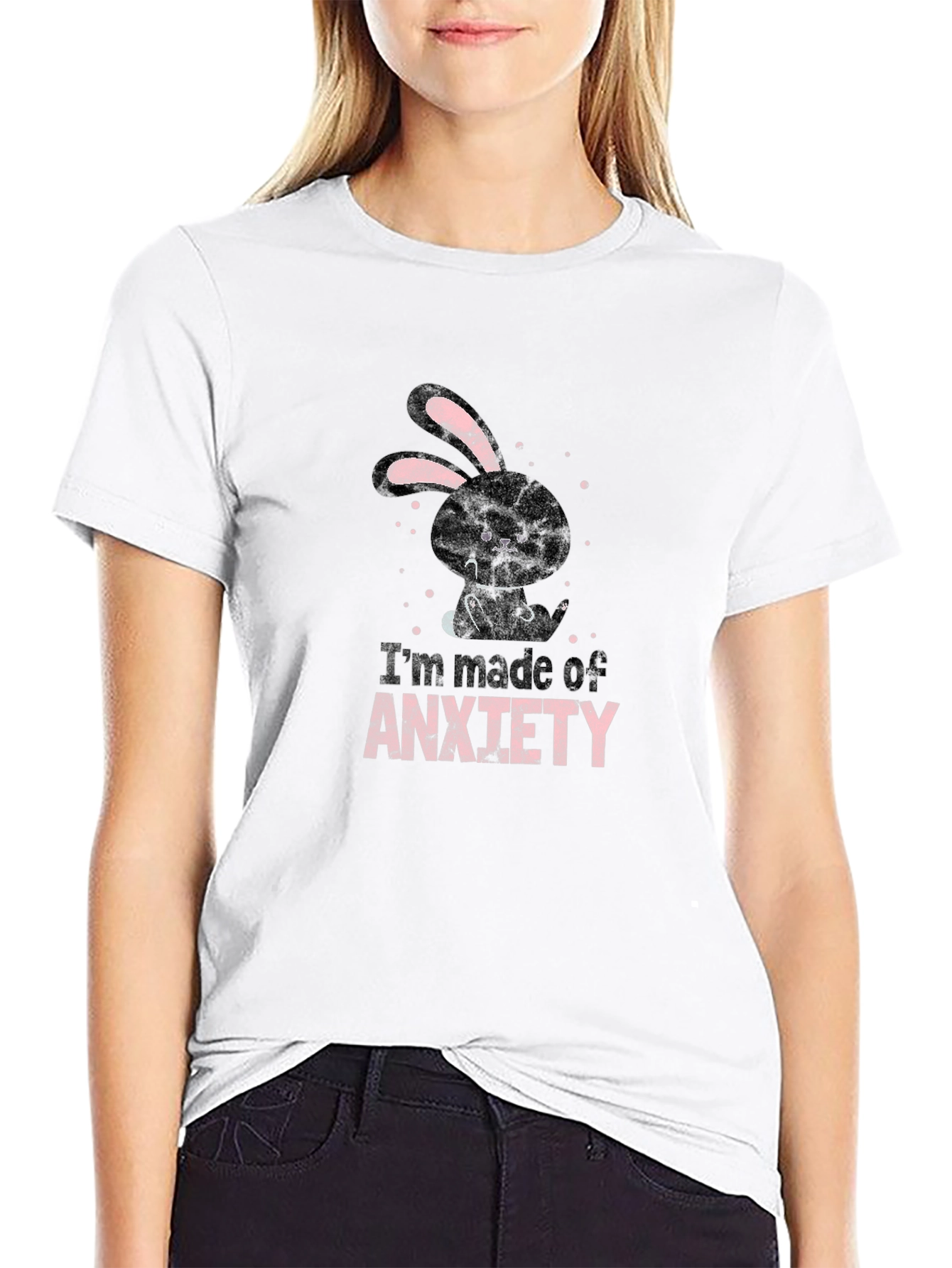 Anxiety Bunny Black Graphic Tee