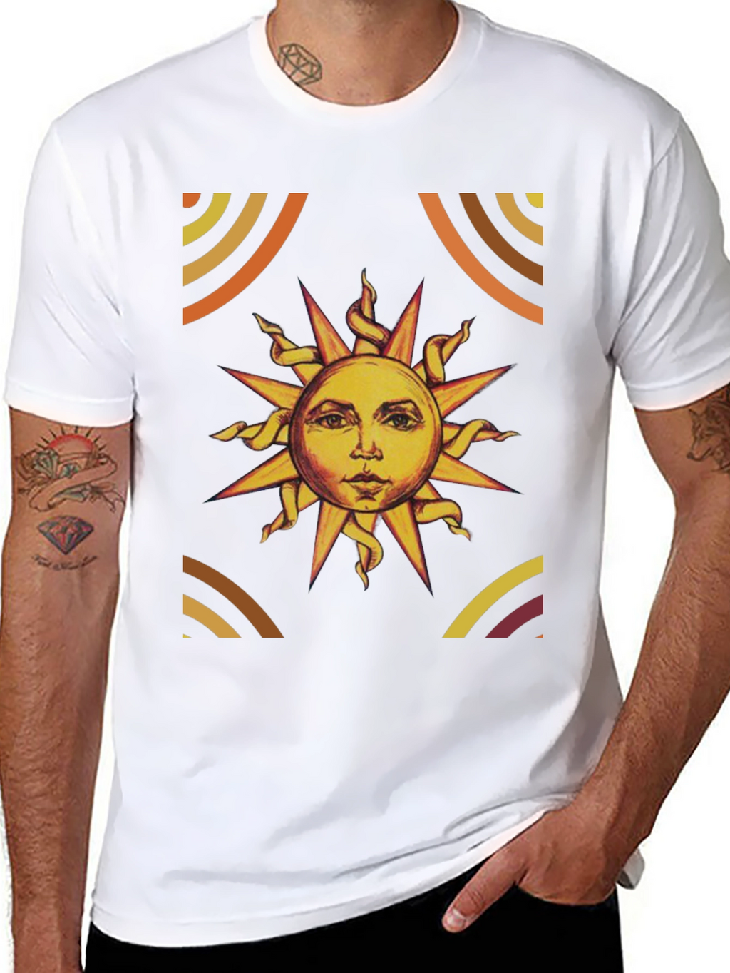 Sun Graphic Print Black T-Shirt