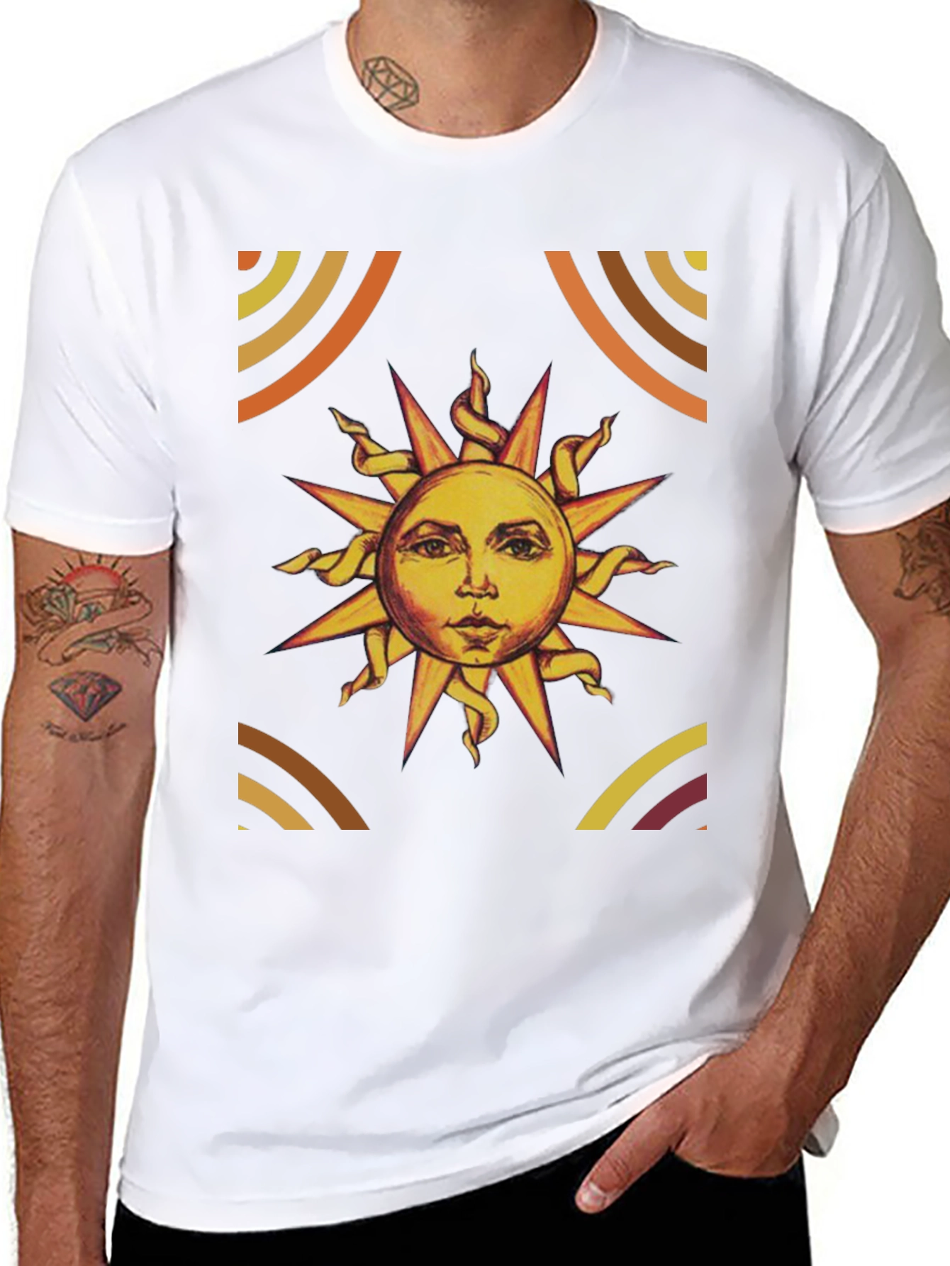 Sun Graphic Print Black T-Shirt