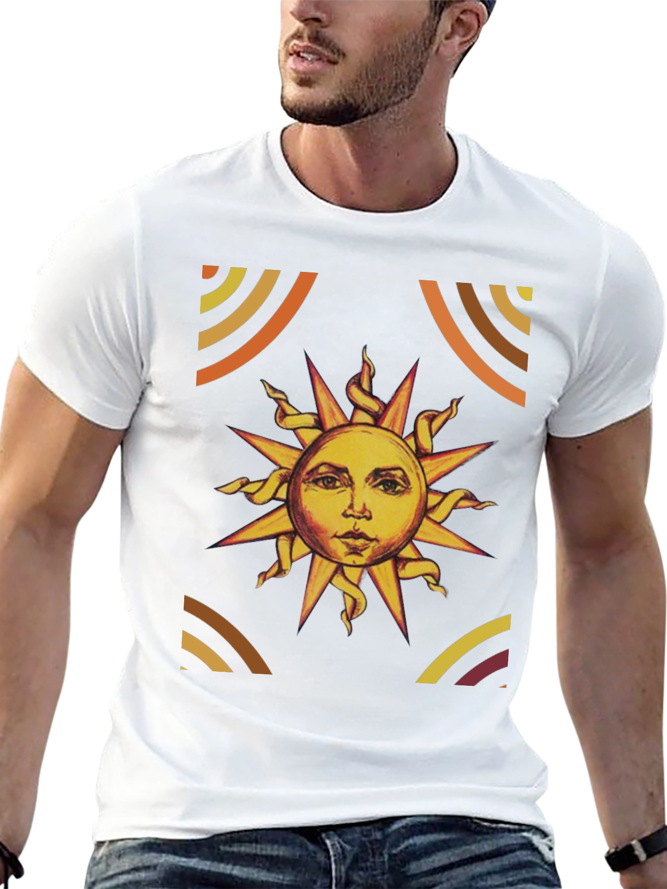 Sun Graphic Print Black T-Shirt