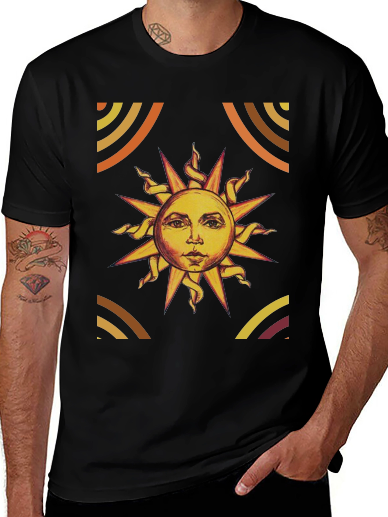 Sun Graphic Print Black T-Shirt