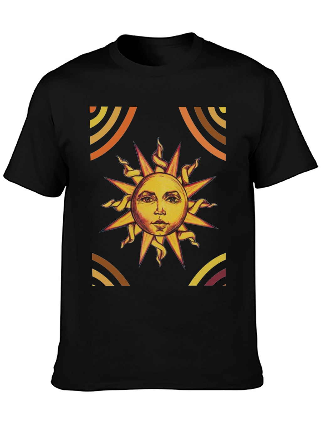 Sun Graphic Print Black T-Shirt