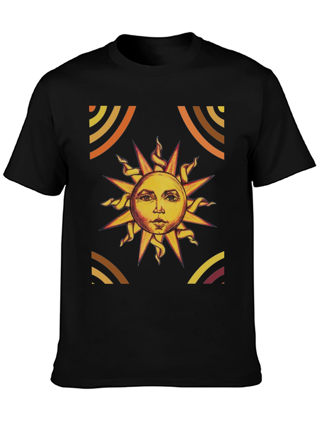 Sun Graphic Print Black T-Shirt