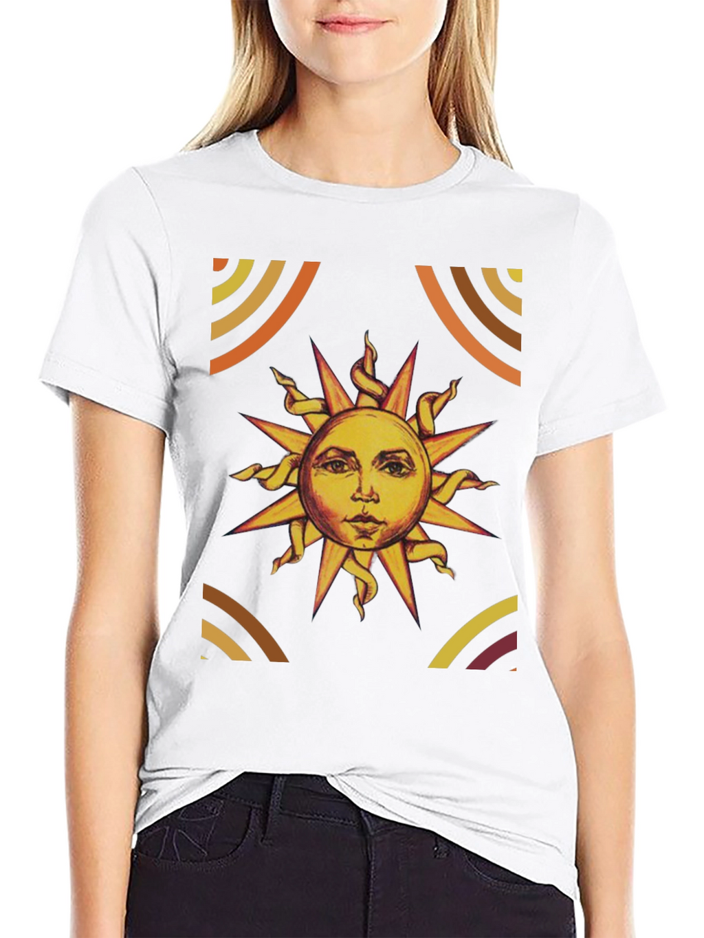 Sun Graphic Print Black T-Shirt