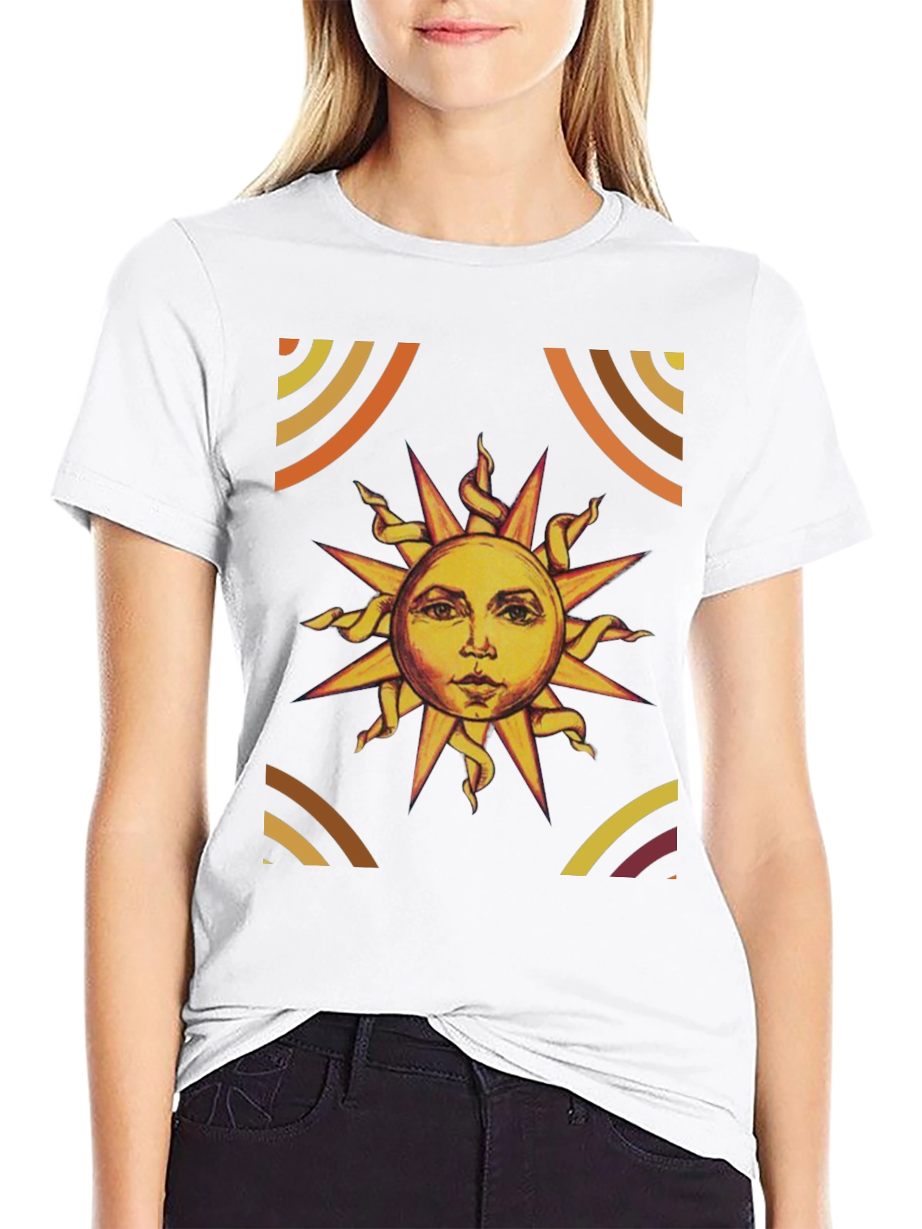 Sun Graphic Print Black T-Shirt