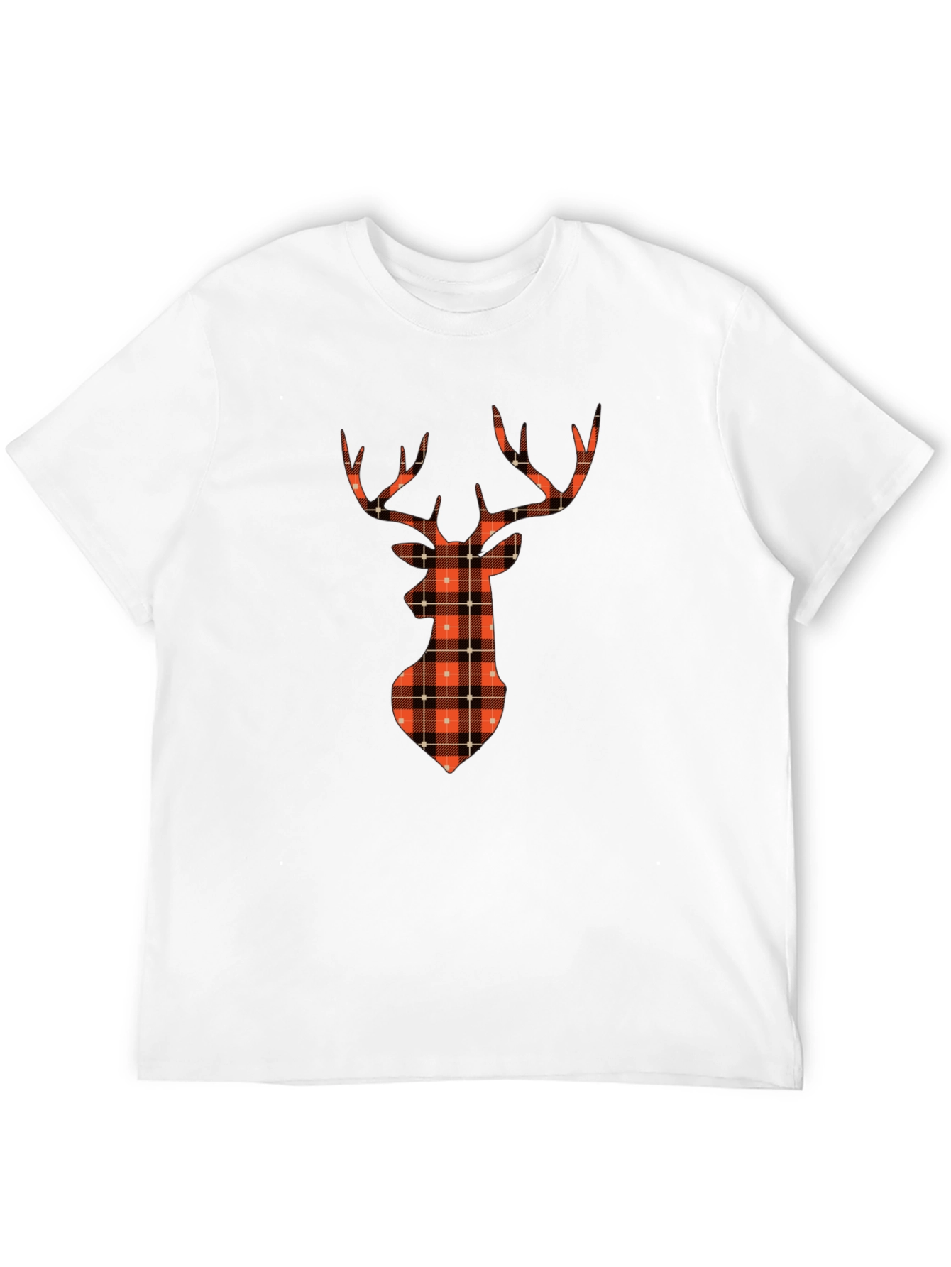 Plaid Deer Graphic Tee - Casual Style