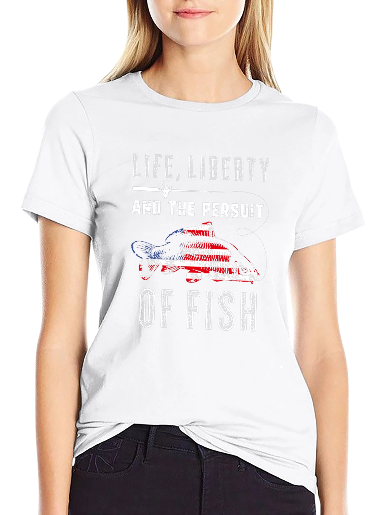 Life Liberty Pursuit of Fish Patriotic T-Shirt