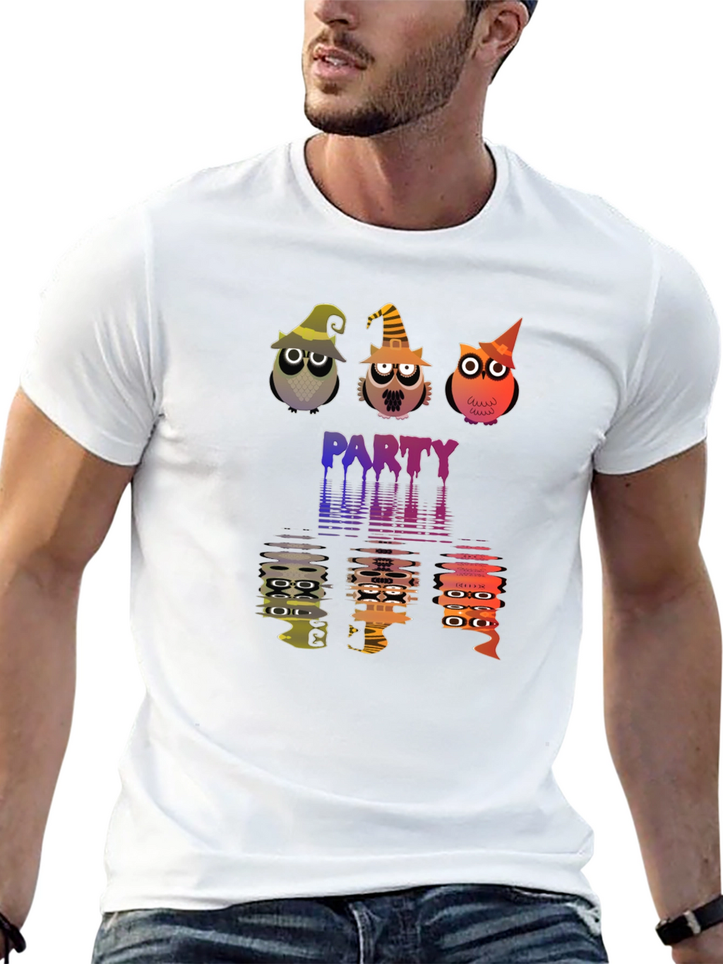 Halloween Owl Party Black T-Shirt