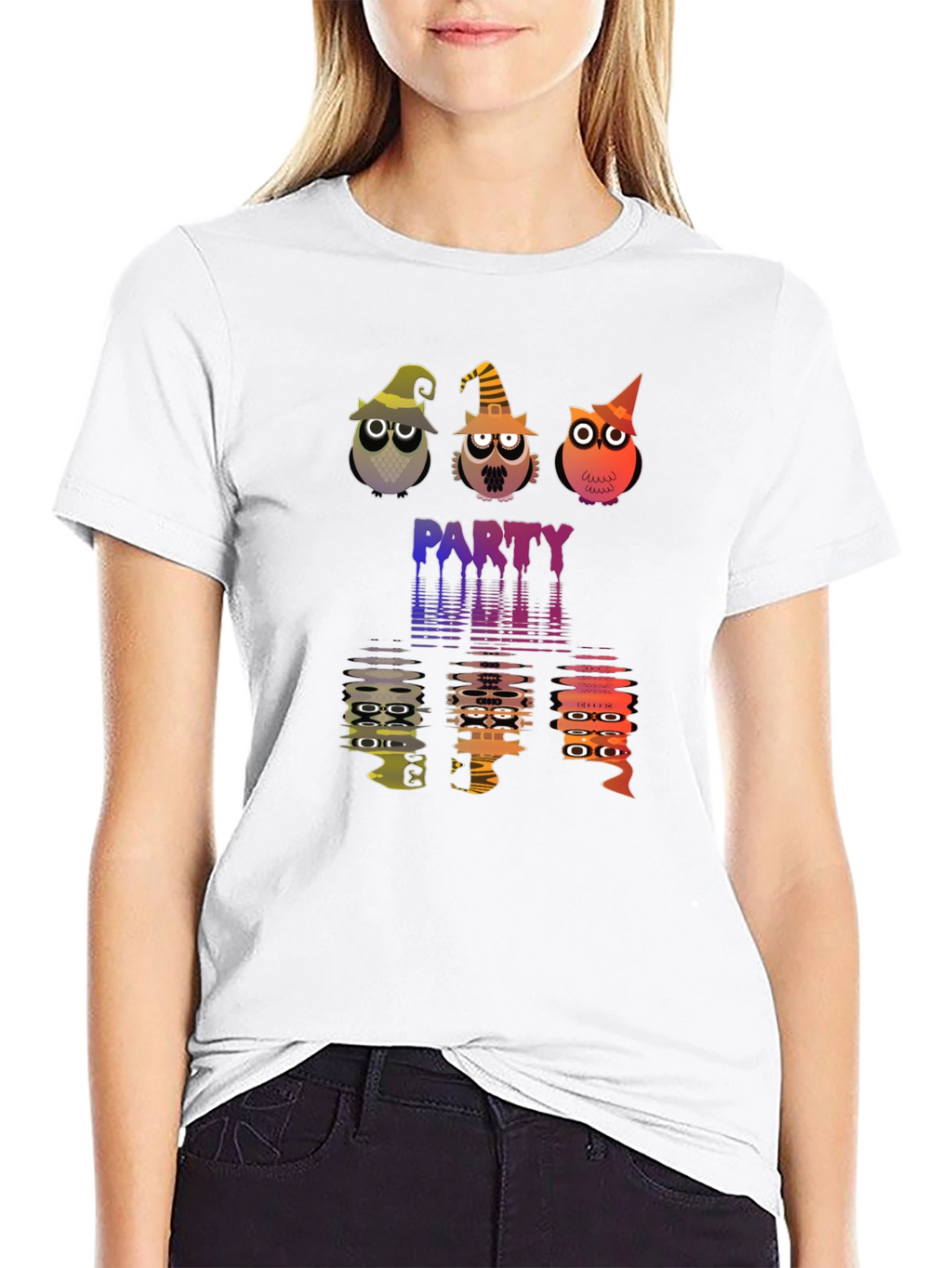 Halloween Owl Party Black T-Shirt