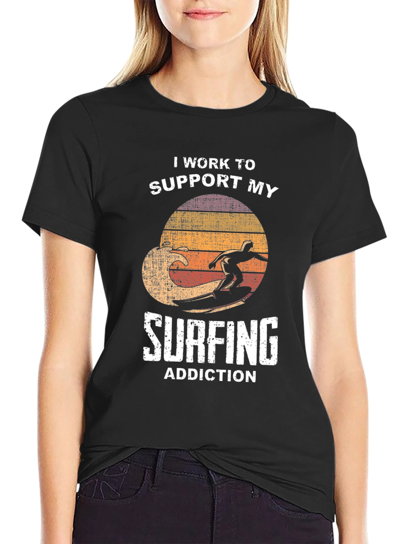 Surfing Addiction T-Shirt: I Work to Support My Habit