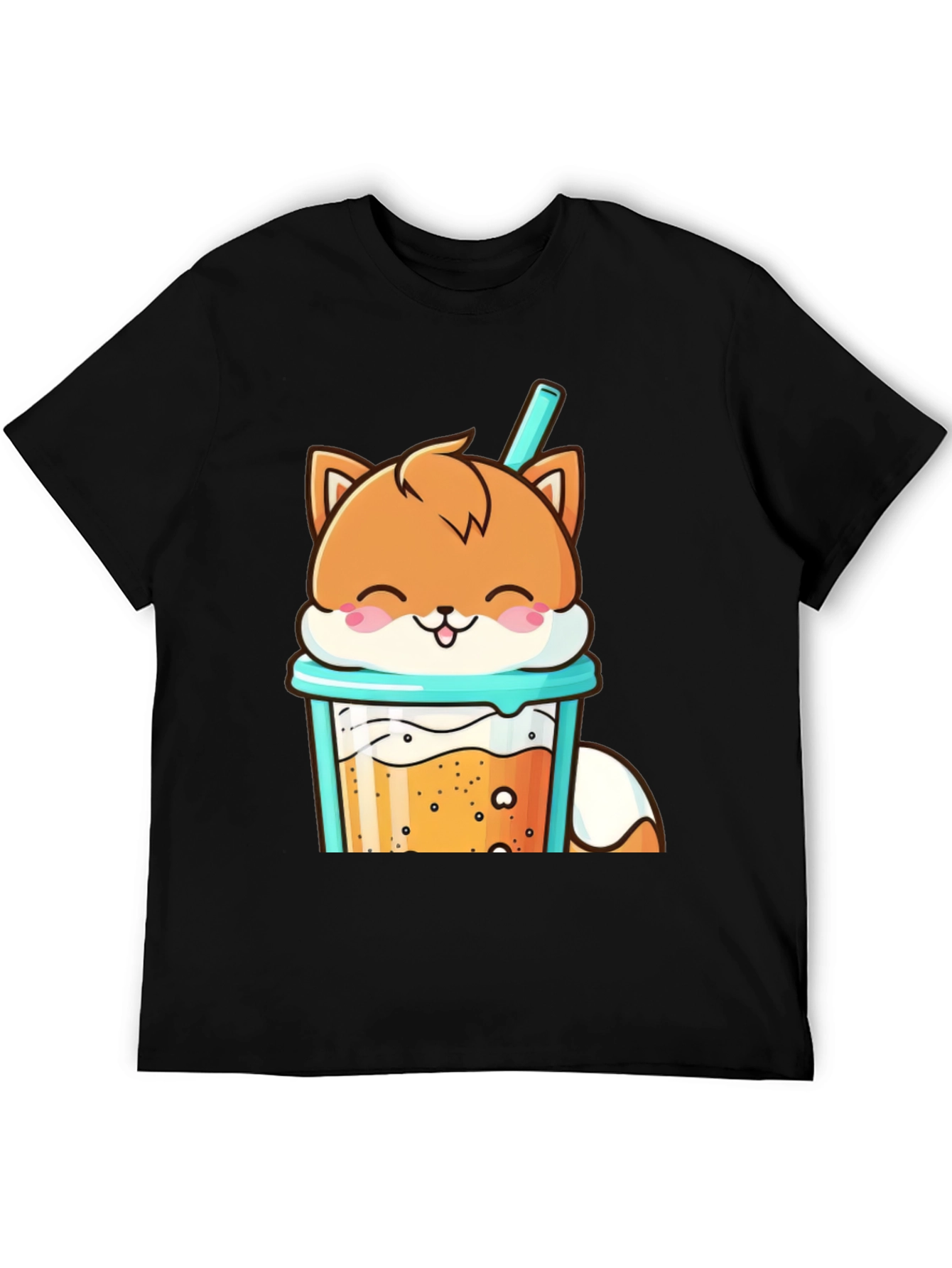 Cute Fox Boba Tea Graphic T-Shirt