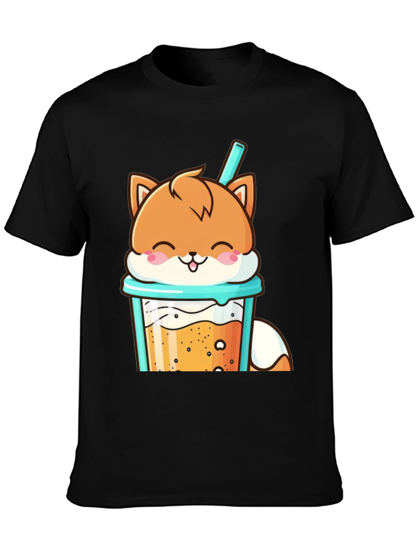 Cute Fox Boba Tea Graphic T-Shirt