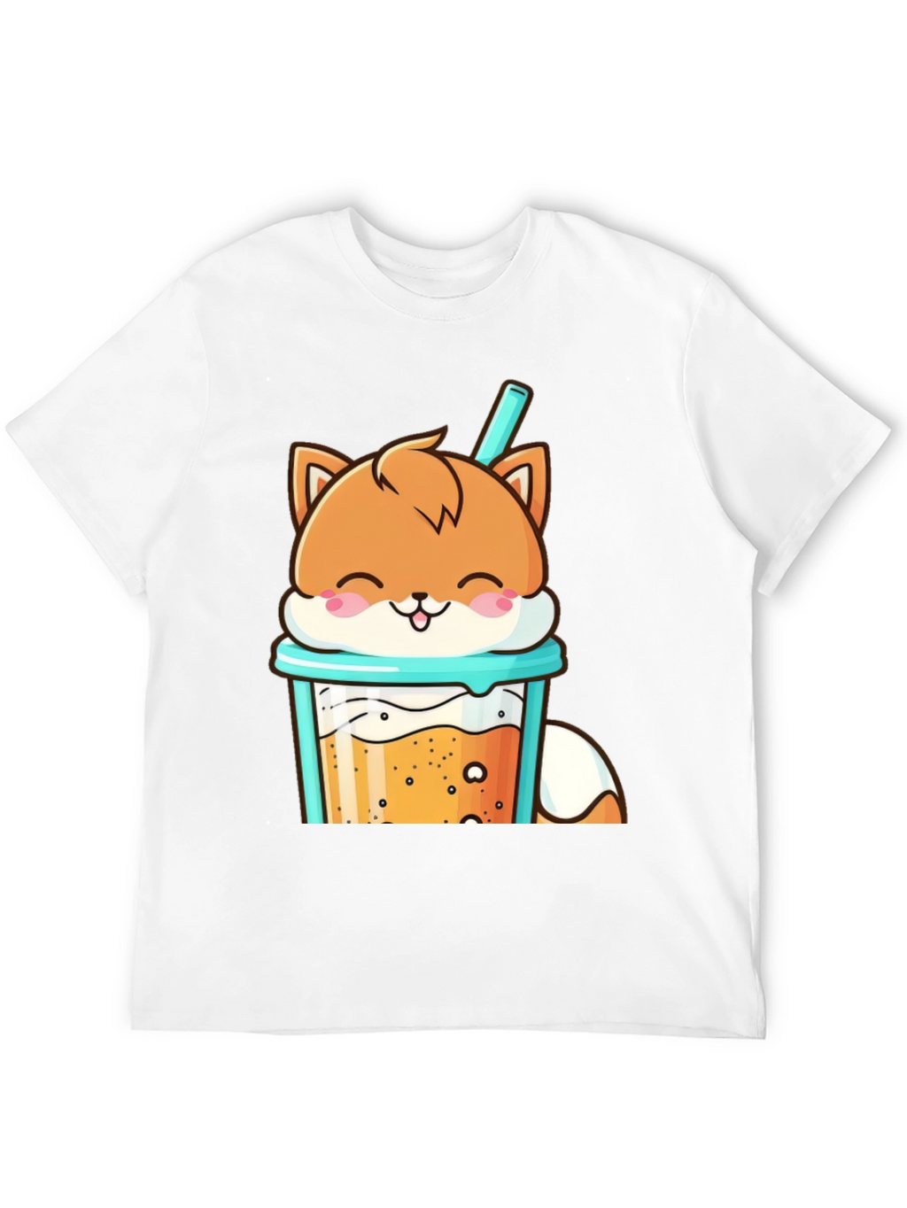 Cute Fox Boba Tea Graphic T-Shirt