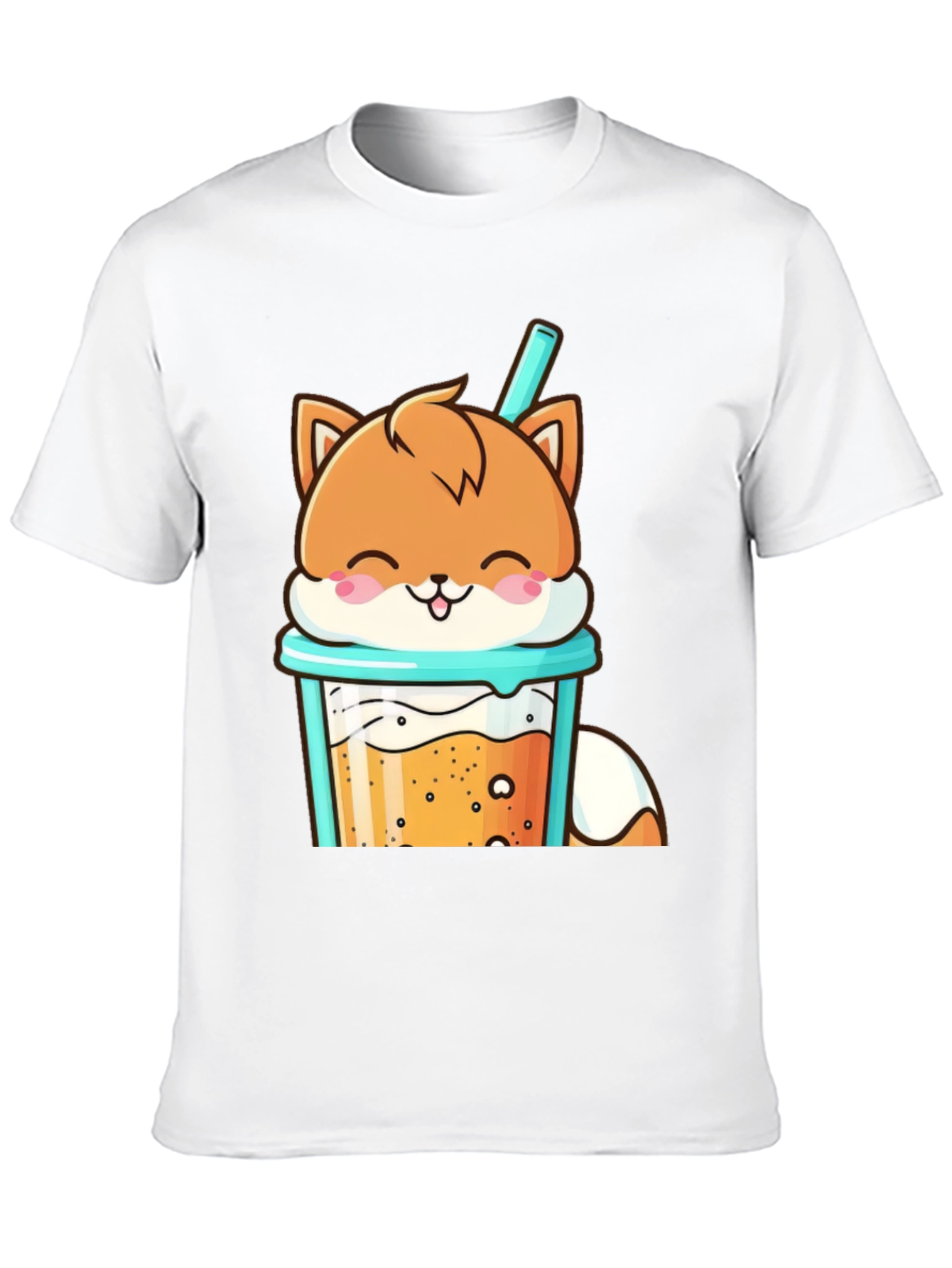 Cute Fox Boba Tea Graphic T-Shirt