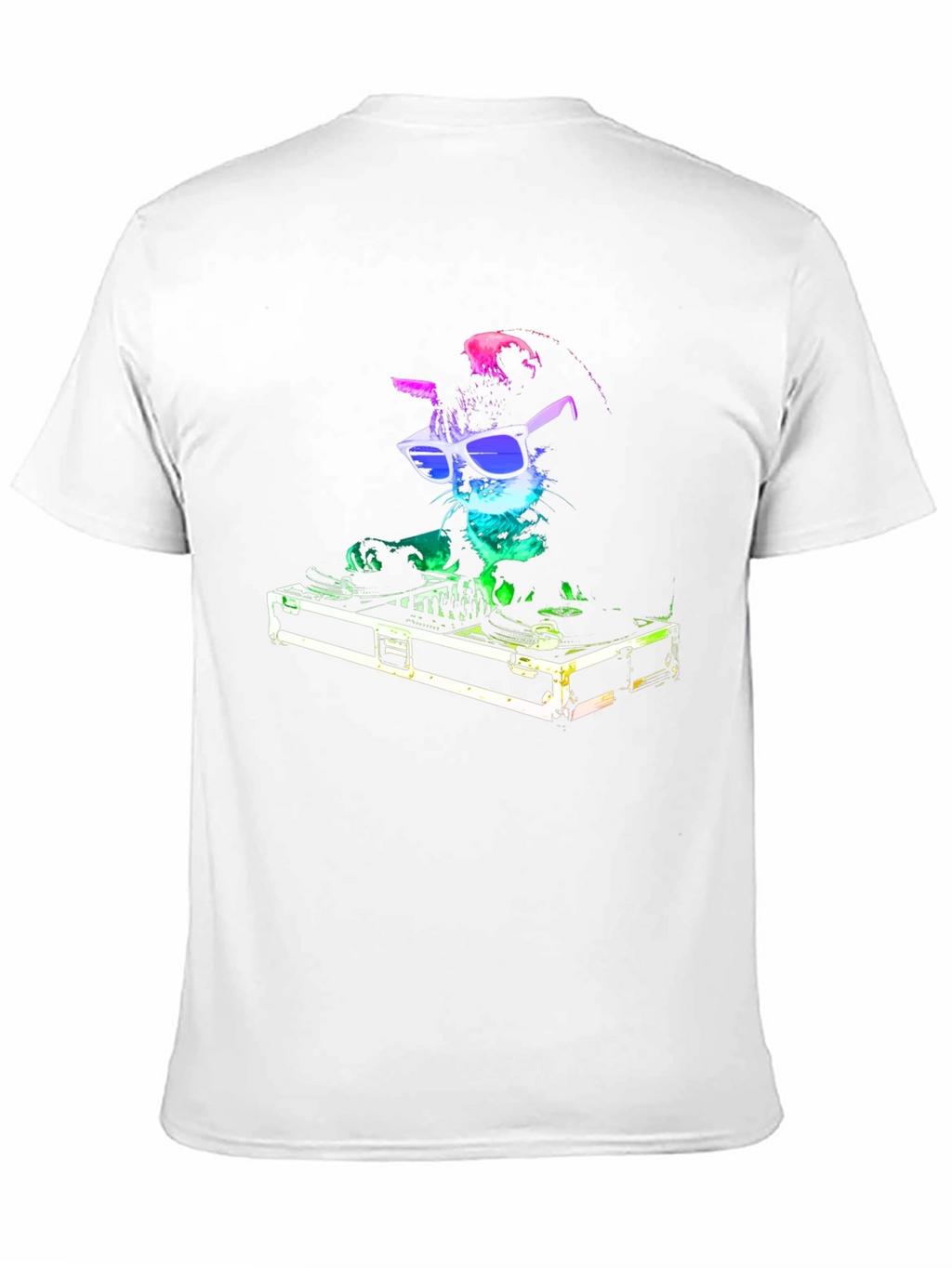 DJ Cat Graphic T-Shirt - Black Cotton Blend