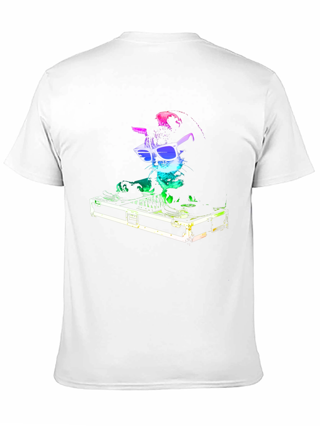 DJ Cat Graphic T-Shirt - Black Cotton Blend