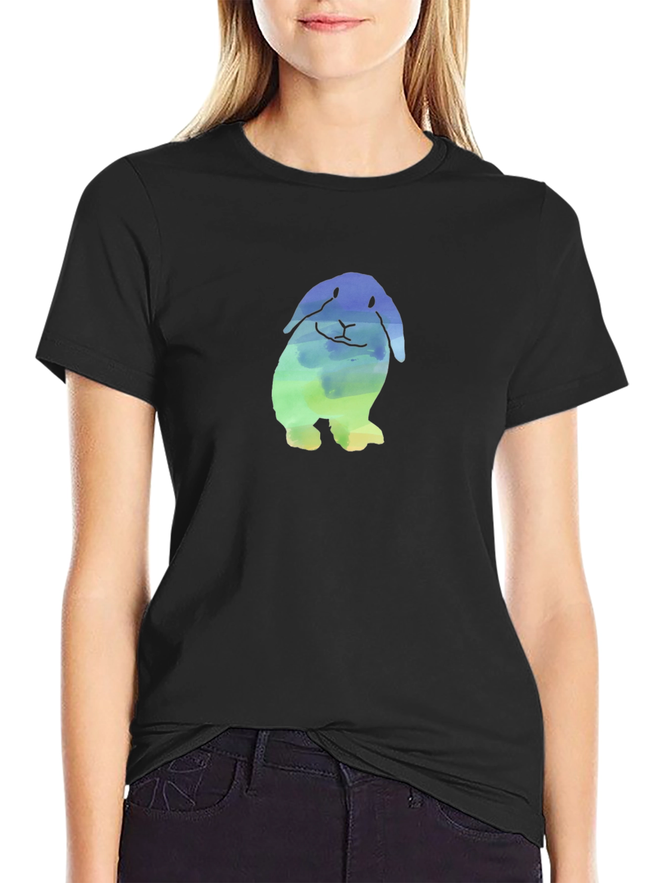 Watercolor Bunny Graphic T-Shirt - Soft & Stylish