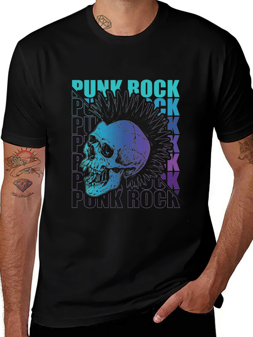 Punk Rock Skull Graphic Tee - Edgy Design