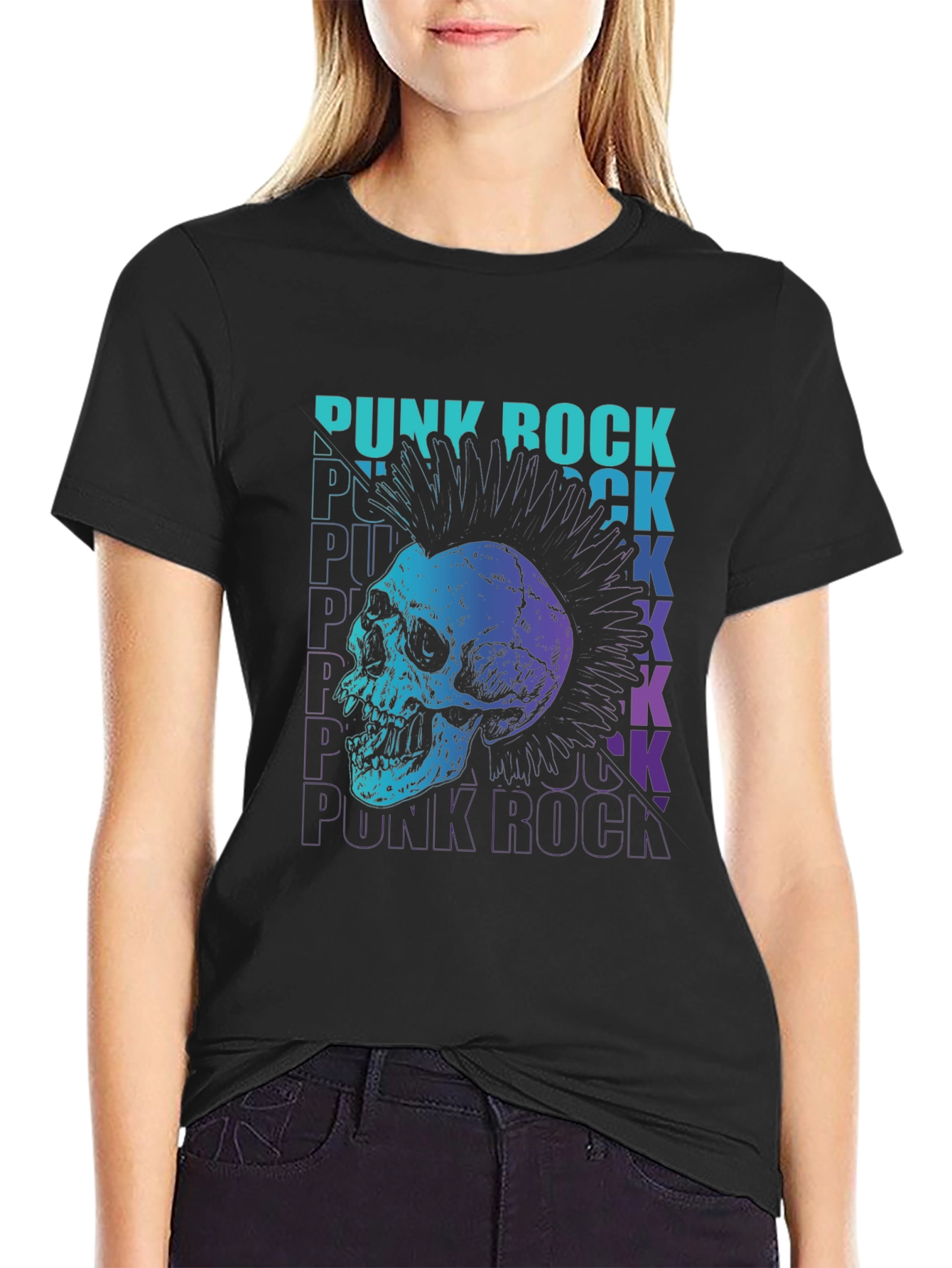 Punk Rock Skull Graphic Tee - Edgy Design
