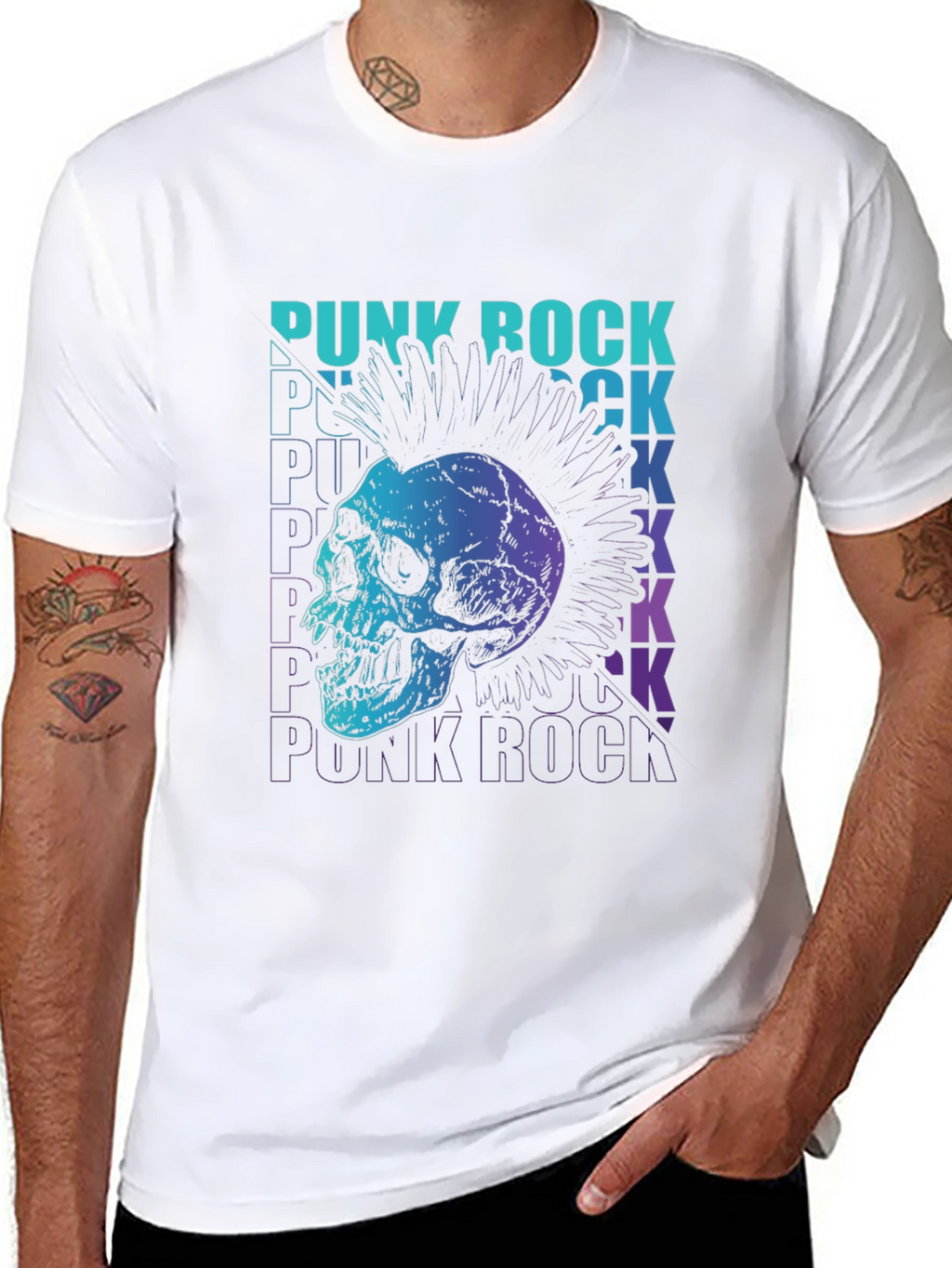 Punk Rock Skull Graphic Tee - Edgy Design